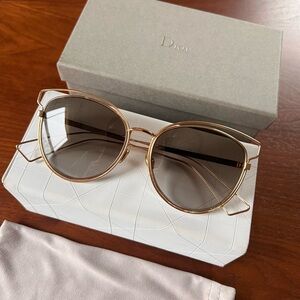 Dior Gold Frame Sunglasses with Brown Gradient Lenses